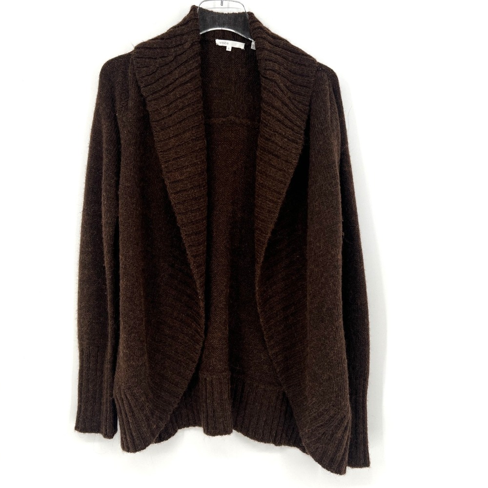 Vince Wool Alpaca Cardigan Womens L Brown Knit Boho Simple Basic Knit Sweater